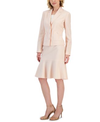 Photo 1 of Le Suit Crepe Button-Front Flounce Skirt Suit, Regular and Petite Sizes, 8