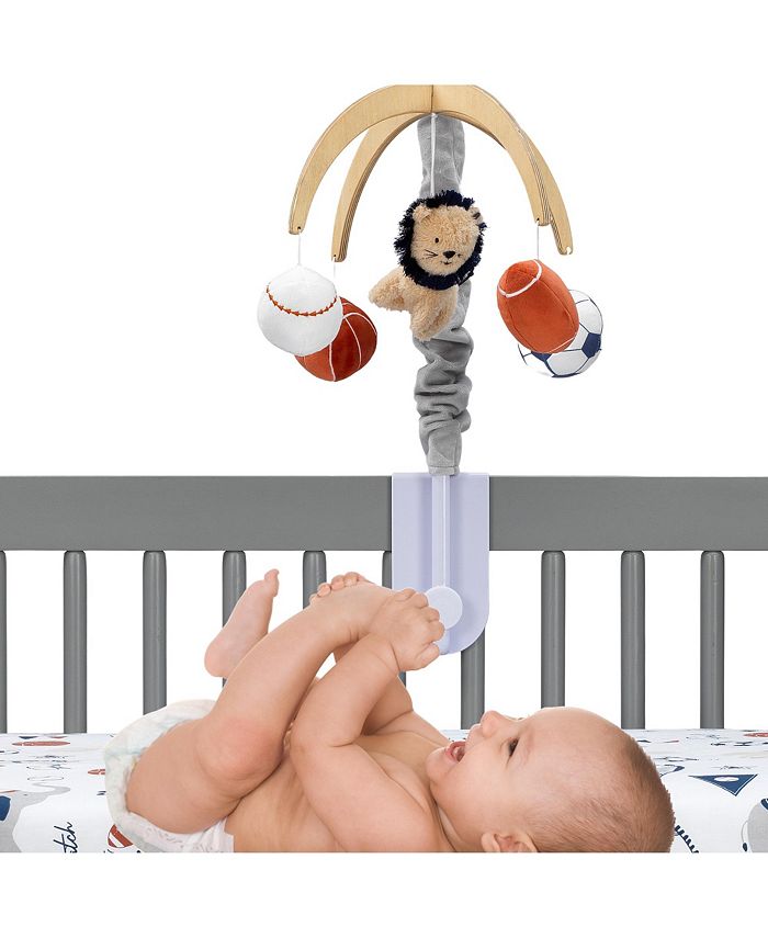 Lambs & Ivy Hall of Fame Lion/Sports Balls Musical Baby Crib Mobile