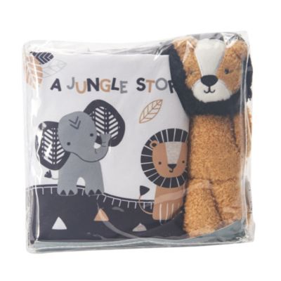 Jungle Story Developmental Soft Book & Lion Plush Toy Gift Set