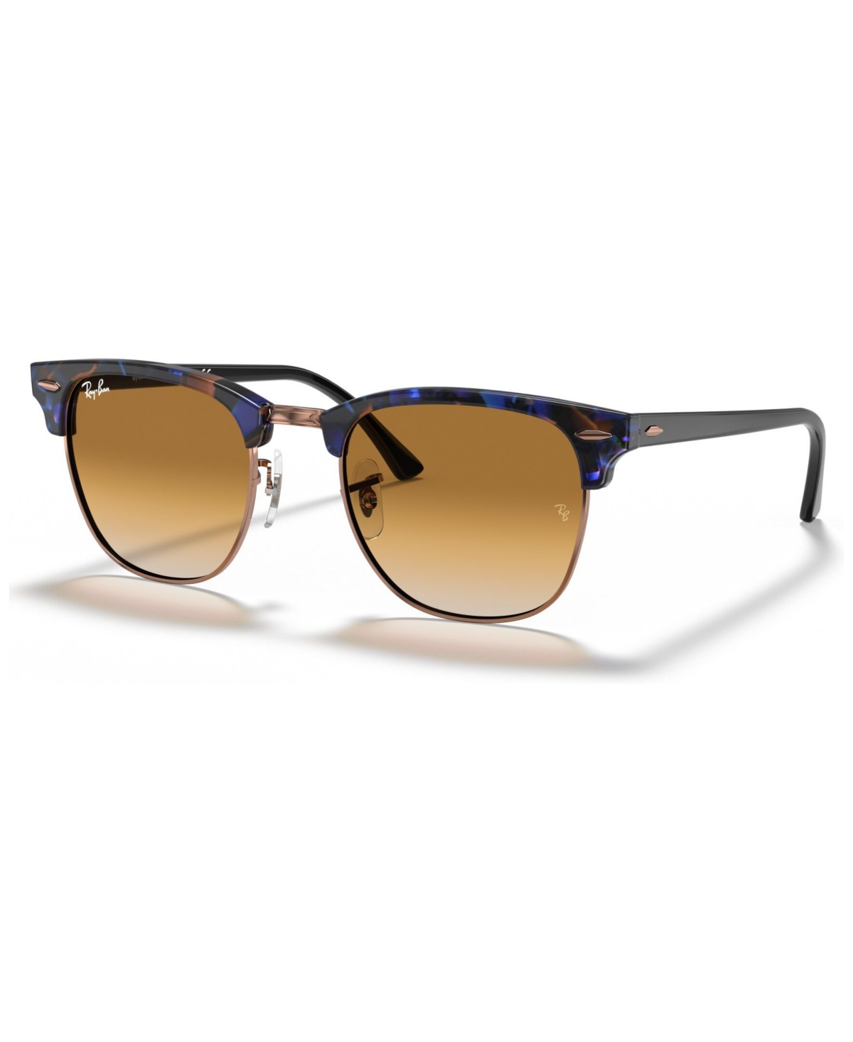 Shop Ray Ban Sunglasses, Clubmaster Fleck Rb3016 In Spotted Brown,blue,clear Gradient Brow