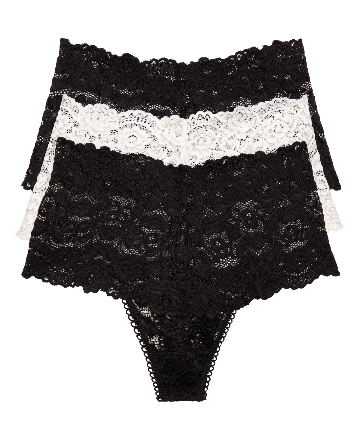 Honeydew Women's Margo Tanga Underwear Set, 3 Pieces In Black/ivory/black