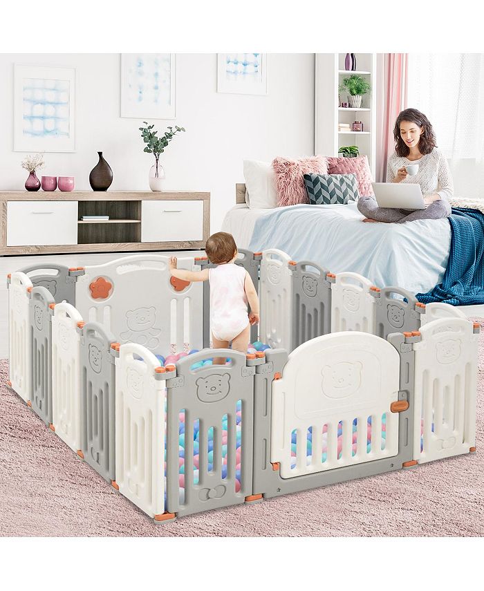 Costway Foldable Baby Playpen 16 Panel Activity Center Safety Play Yard