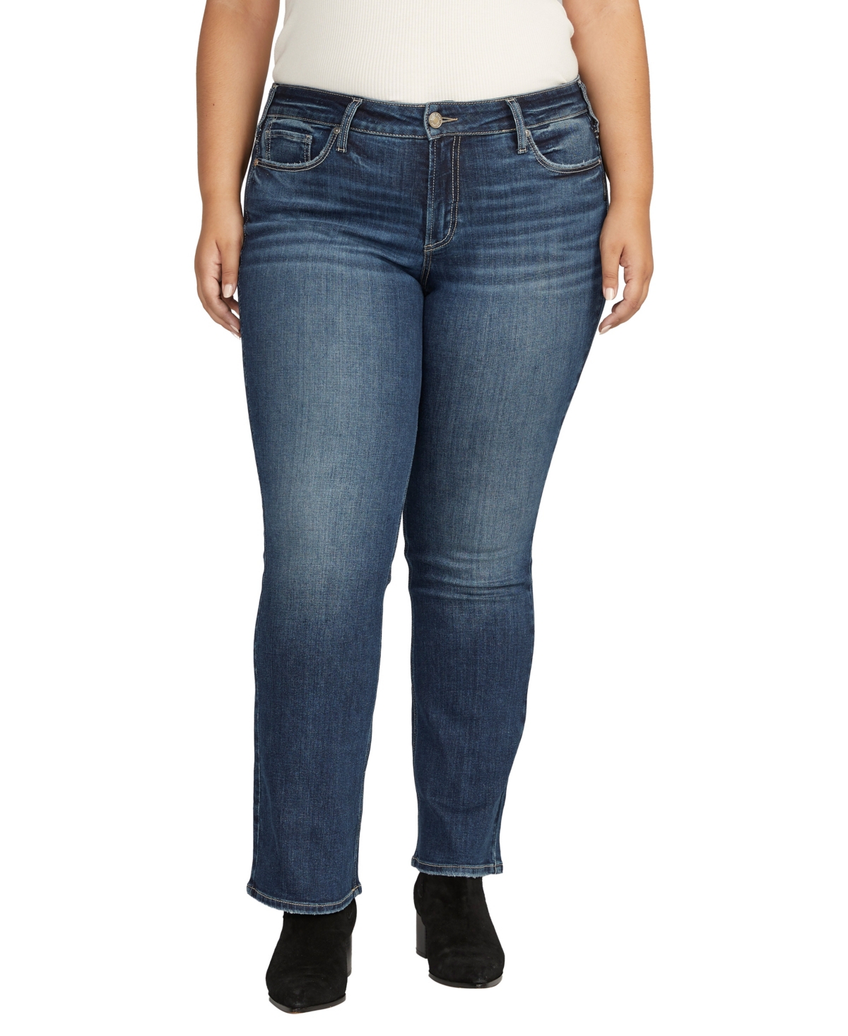Silver Jeans Co. Plus Size Suki Mid Rise Slim Bootcut Jeans In Indigo