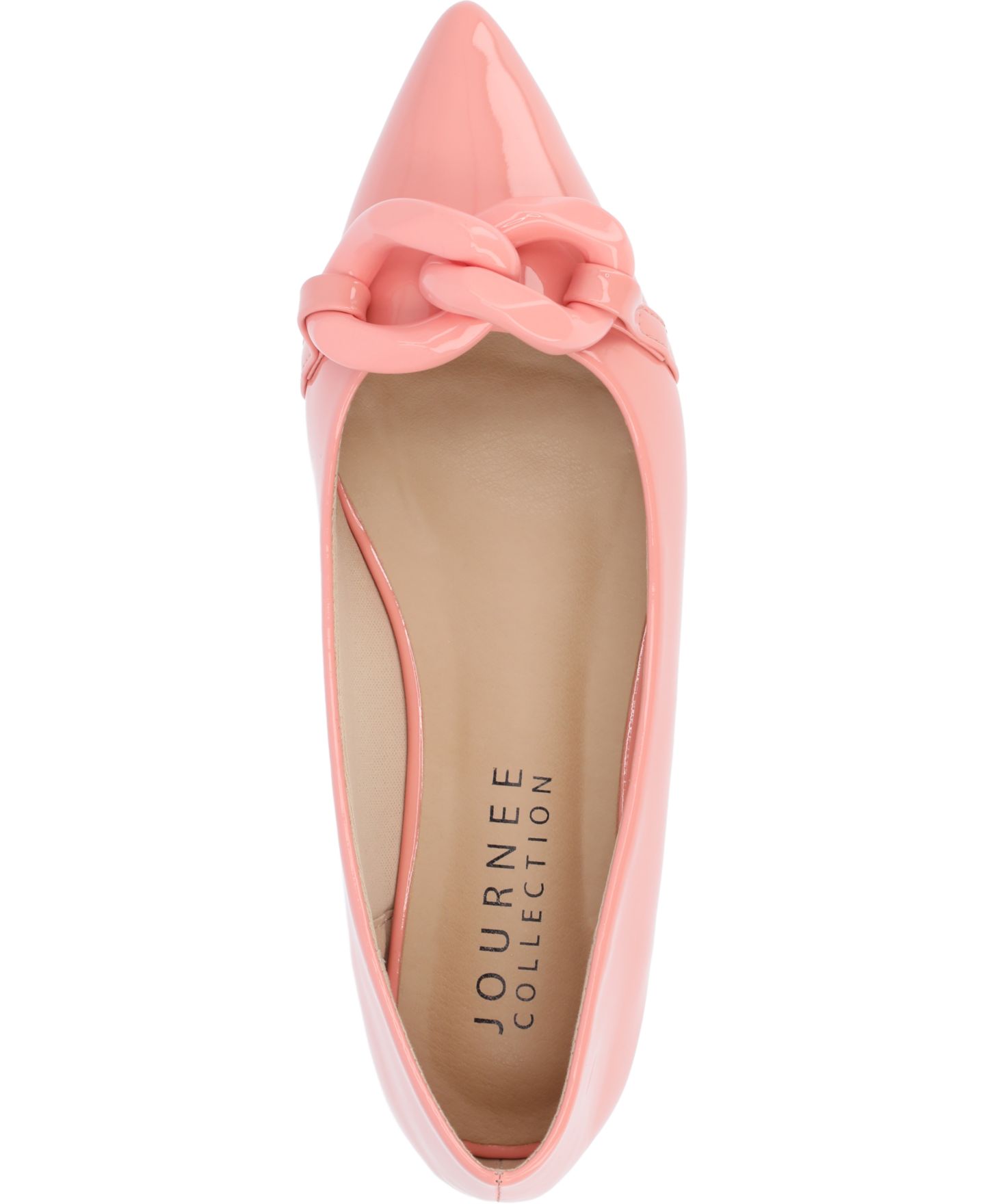Женские балетки Journee Collection Clareene Chain Pointed Toe Flats, цвет: Пудровый — фото 4