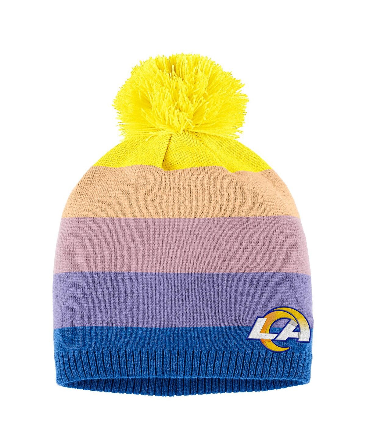 Shop Wear By Erin Andrews Women's  Gold Los Angeles Rams Ombre Pom Knit Hat And Scarf Set