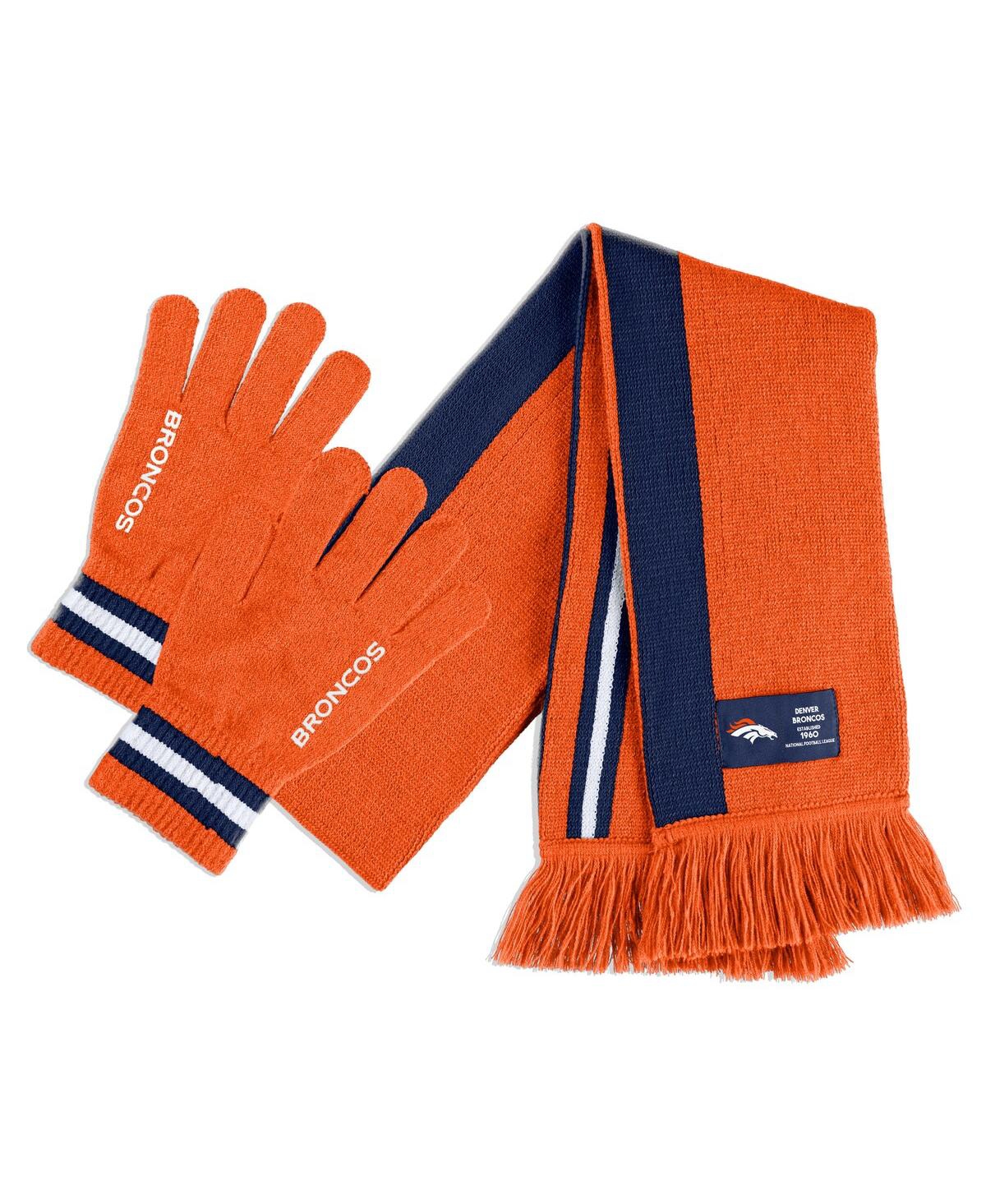 Wear By Erin Andrews Women's  Denver Broncos Scarf And Glove Set In Orange
