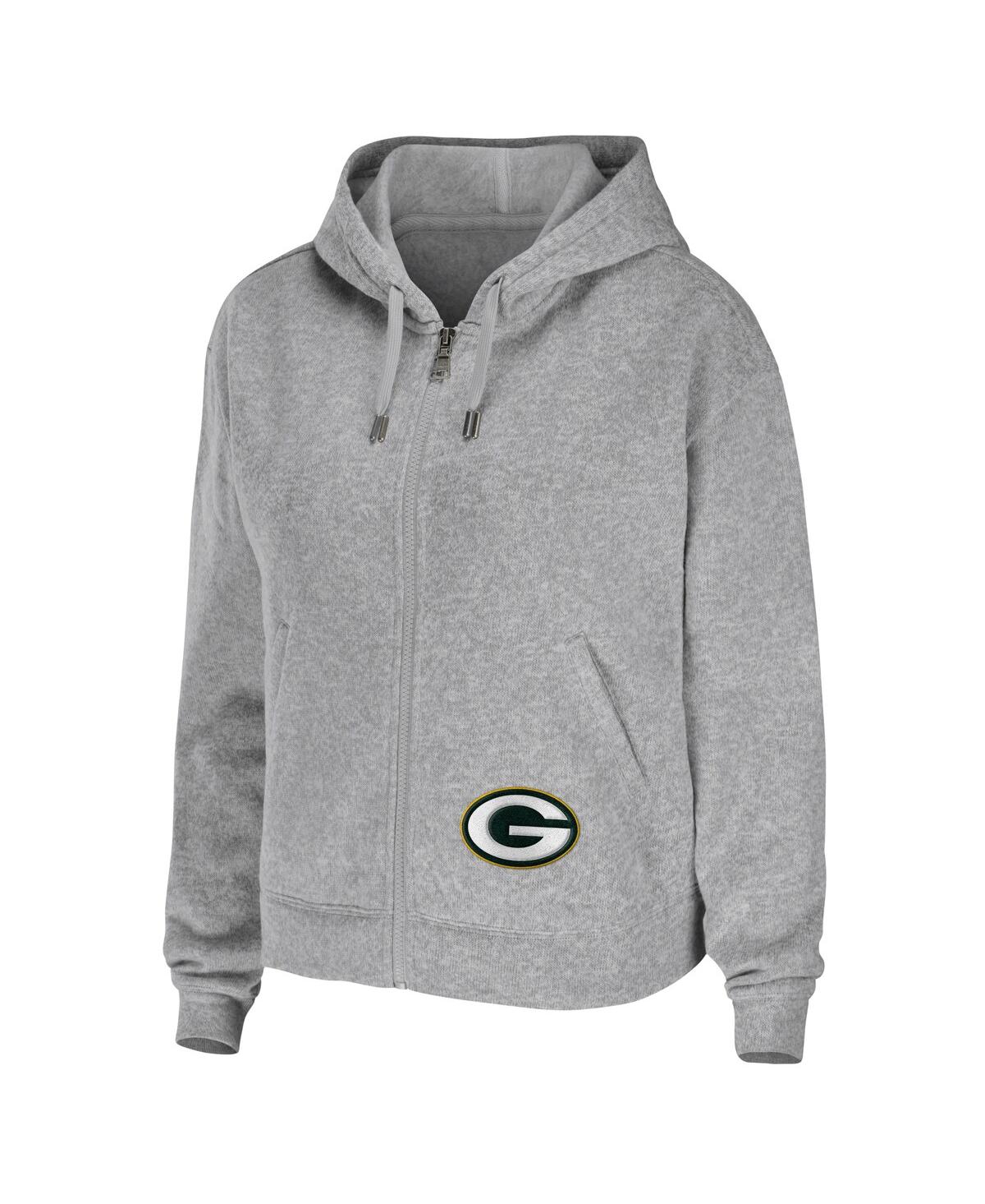 Shop Wear By Erin Andrews Women's  Heather Gray Green Bay Packers Plus Size Full-zip Hoodie