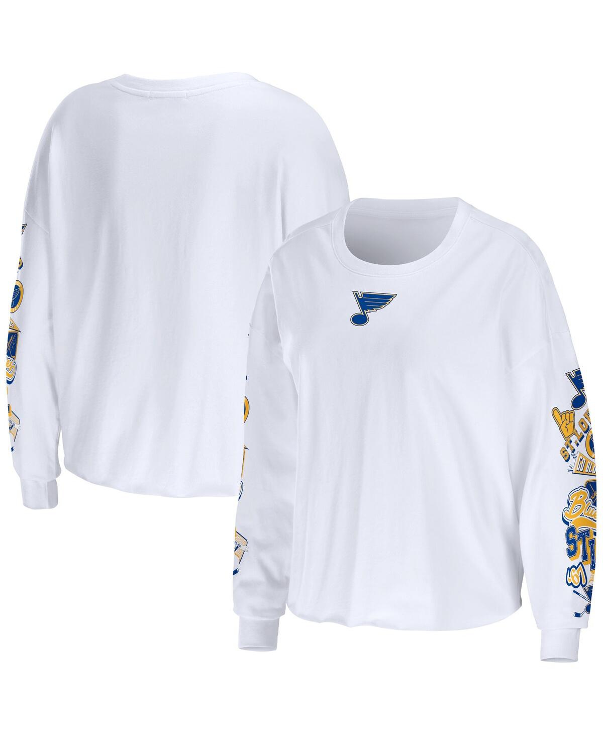 Women's Wear by Erin Andrews White St. Louis Blues Celebration Cropped Long Sleeve T-shirt - White