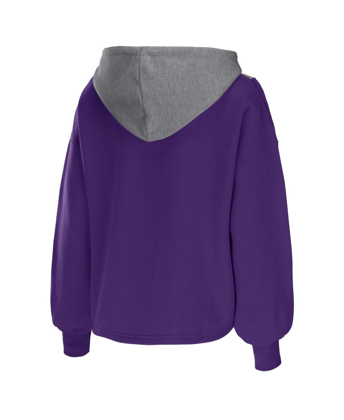 Shop Wear By Erin Andrews Women's  Purple Los Angeles Lakers Pieced Quarter-zip Hoodie Jacket
