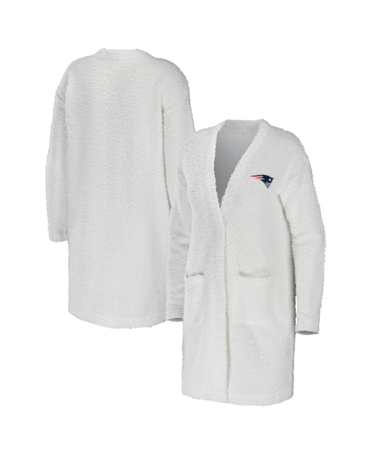 Shop Wear By Erin Andrews Women's  Cream New England Patriots Cozy Lounge Cardigan Sweater