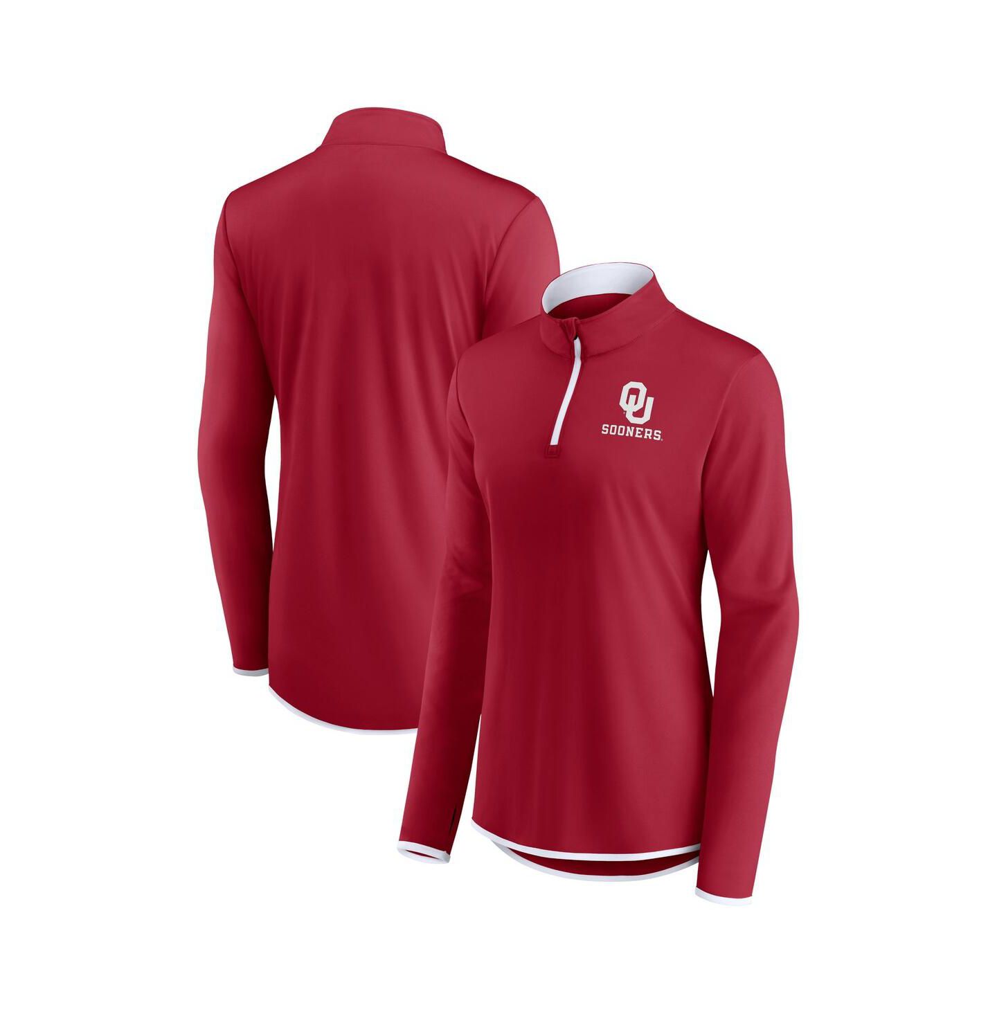 Женский топ Fanatics Crimson Oklahoma Sooners Worth the Drive Quarter-Zip — фото 4