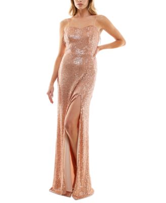 Speechless Juniors' Beaded Fringe Sequin Slip Dress - Macy's