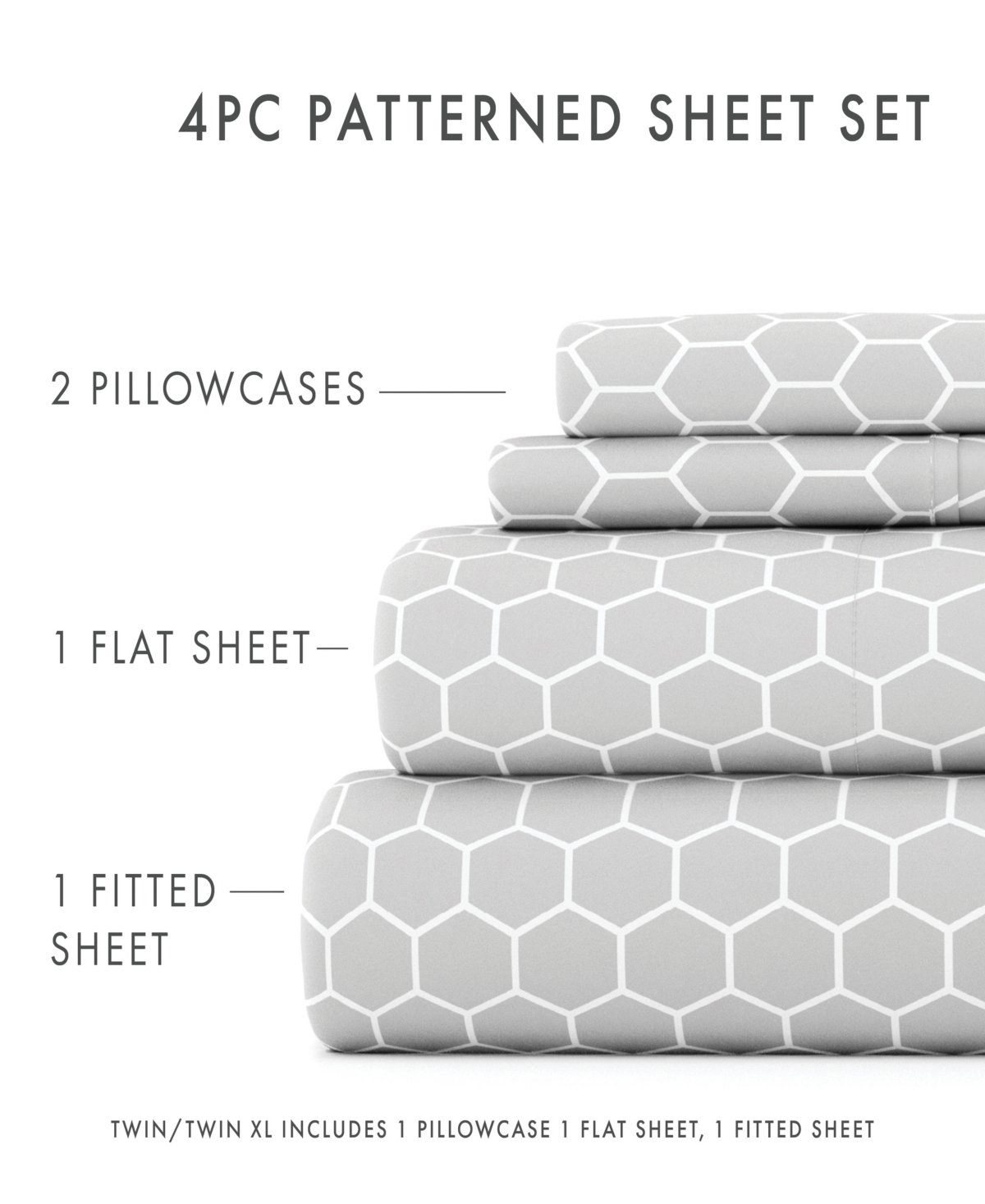 The Farmhouse Chic Premium Ultra Soft Pattern 4 Piece Sheet Set by Home Collection -