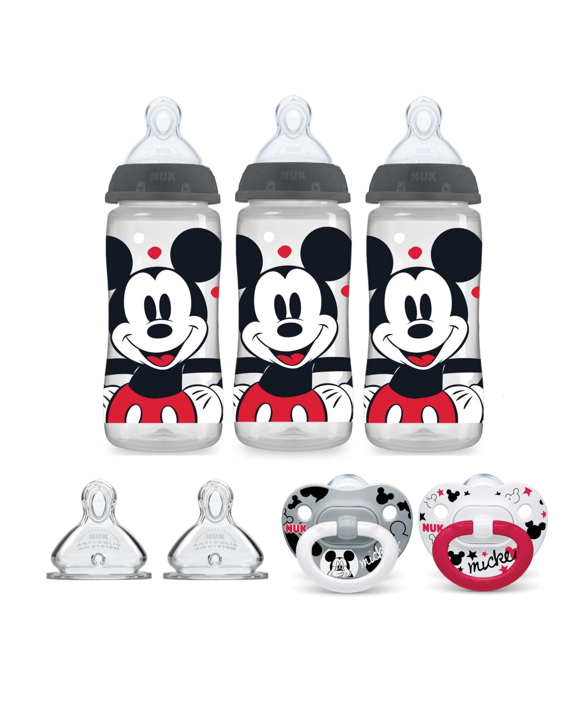 Nuk Babies' 7 Piece Disney Smooth Flow Bottle & Pacifier Newborn Set, Mickey Mouse In Assorted Pre Pack