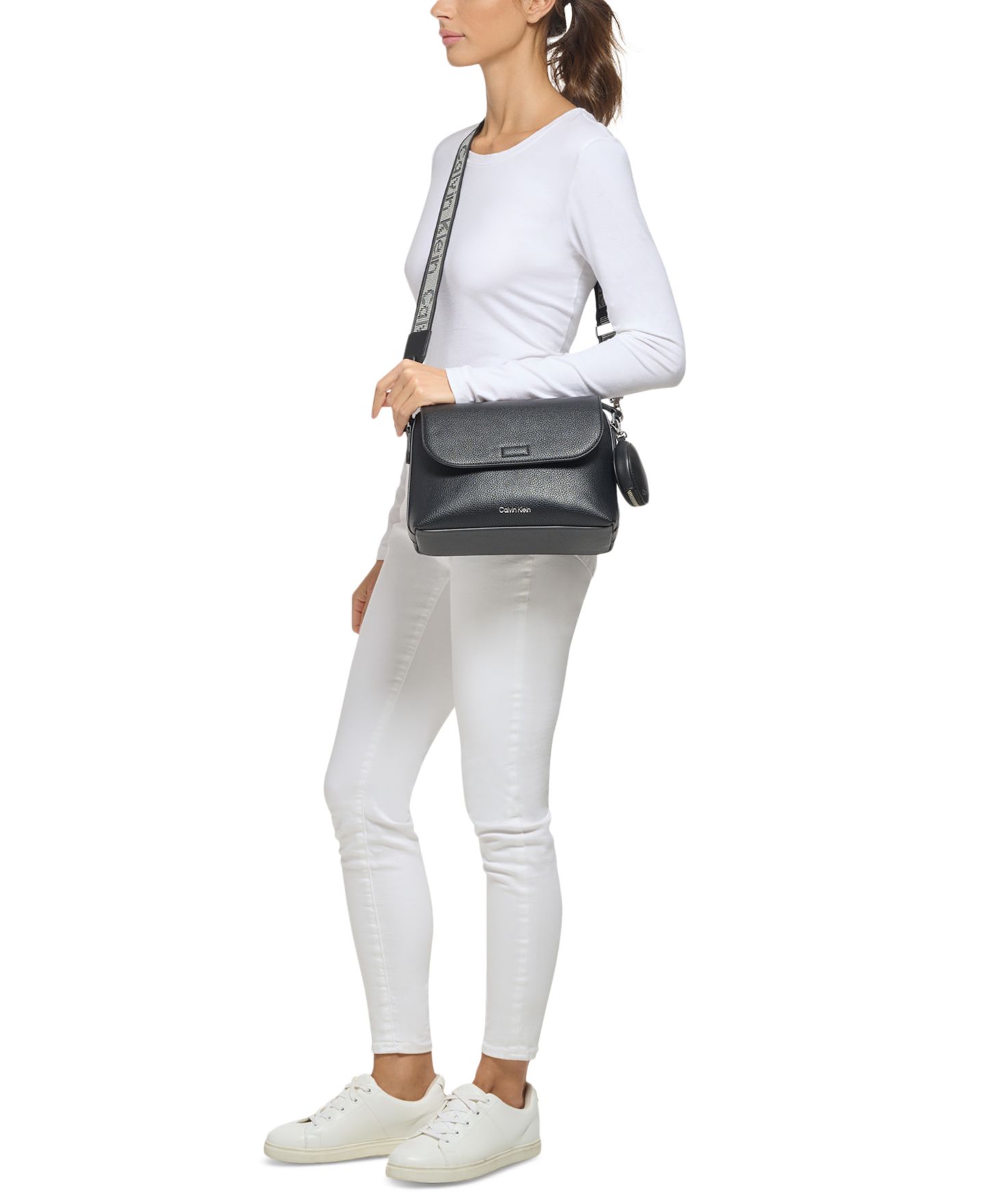 Женская сумка Calvin Klein Millie Convertible Shoulder, цвет: Чёрный / Серебряный — фото 7
