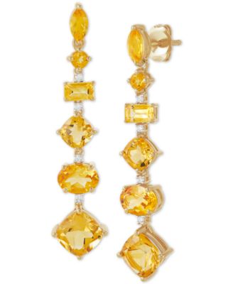 Macy's - Citrine (6-1/2 ct. t.w.) & Diamond (1/20 ct. t.w.) Drop Earrings in 14k Gold-Plated Sterling Silver