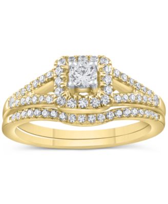 Diamond Halo Bridal Set (1/3 ct. t.w.) in 14k White, Yellow or Rose Gold