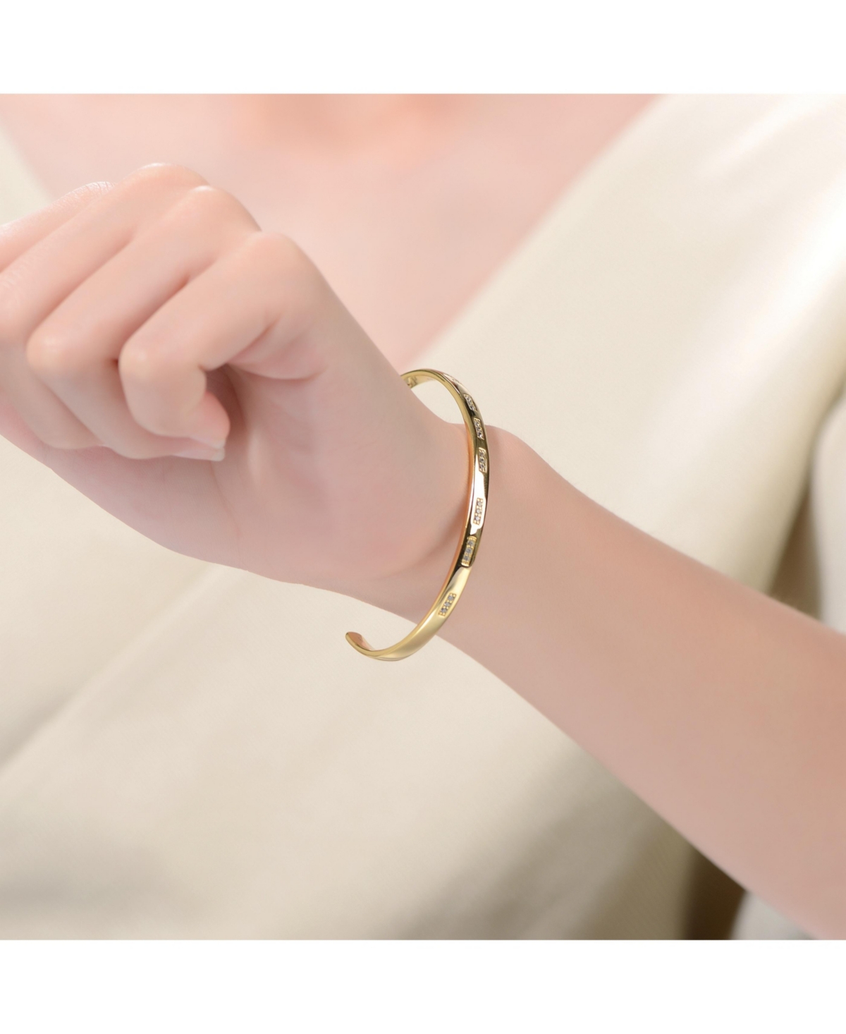 Rachel Glauber Ra 14KPlated Cubic Zirconia Cuff Bracelet - Gold