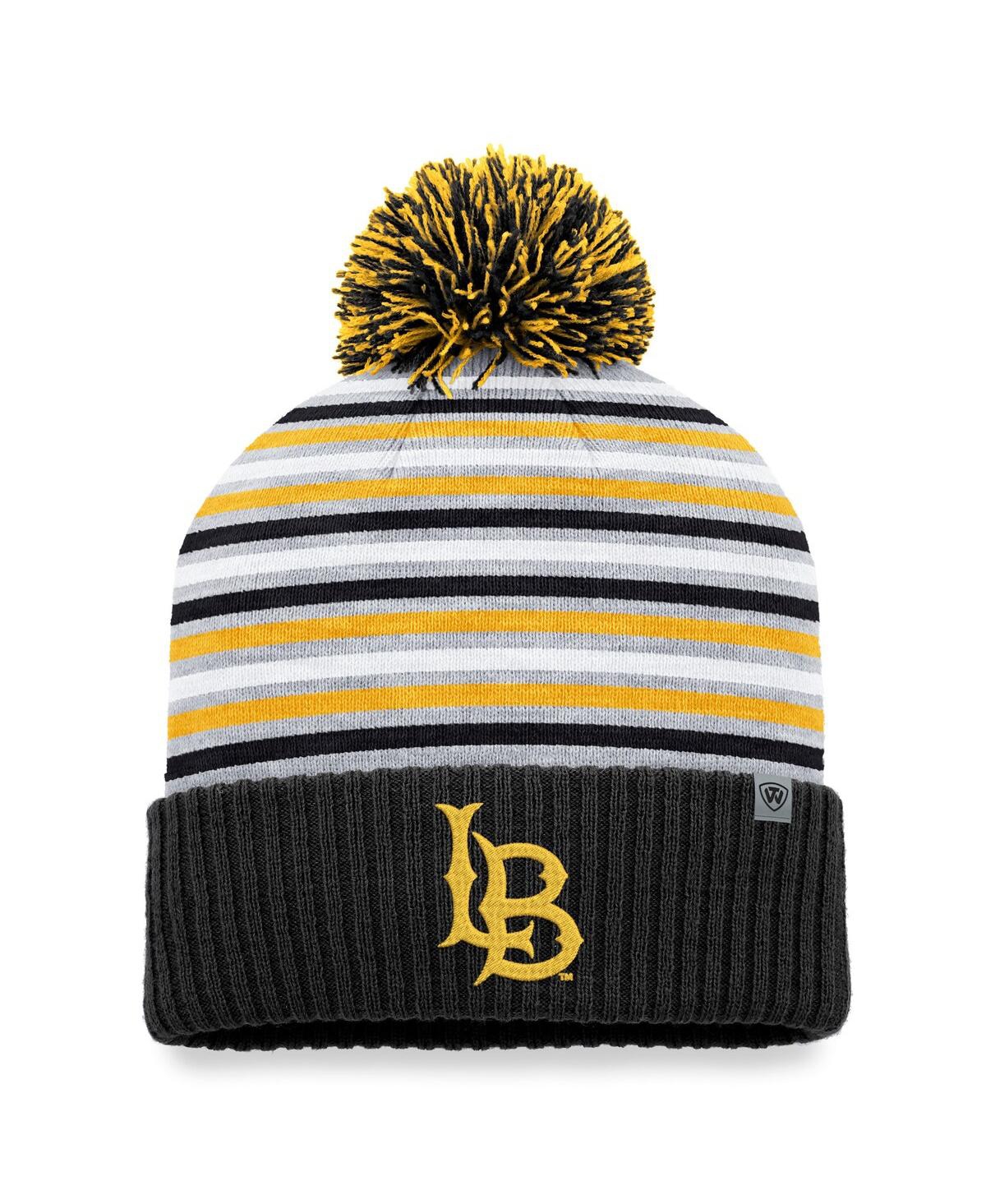 Shop Top Of The World Men's  Black Cal State Long Beach The Beach Dash Cuffed Knit Hat With Pom
