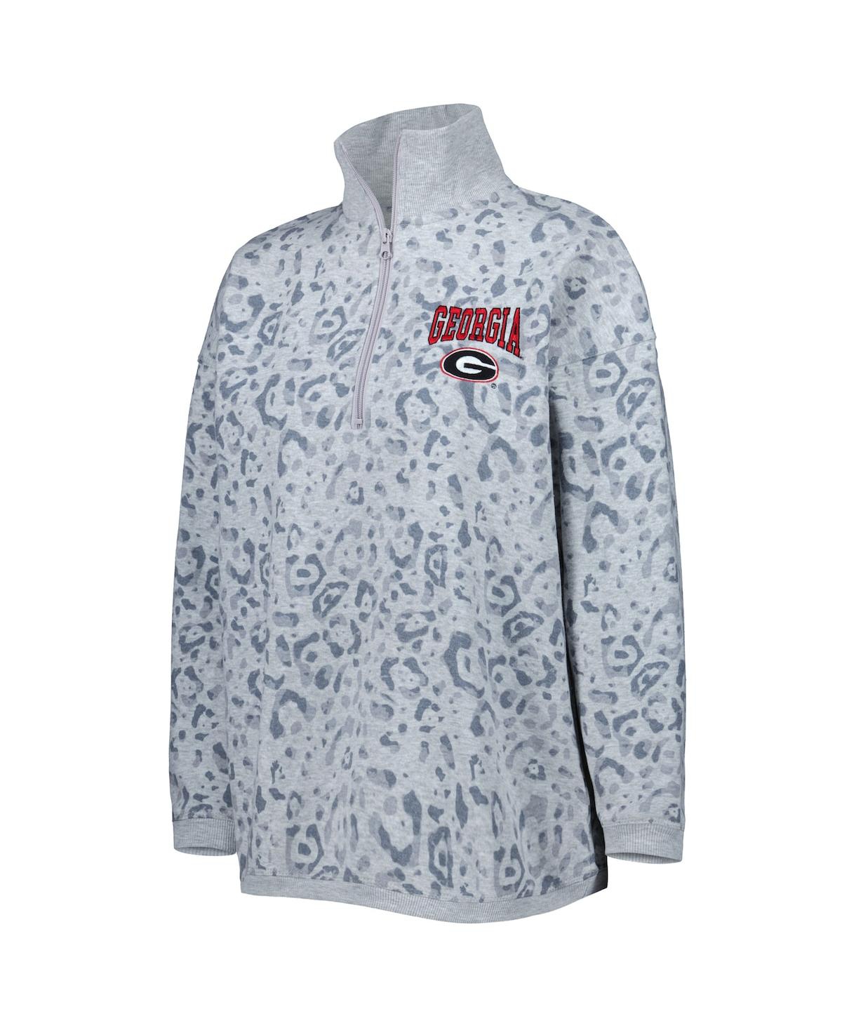 Shop Gameday Couture Women's  Heather Gray Georgia Bulldogs Leopard Quarter-zip Sweatshirt