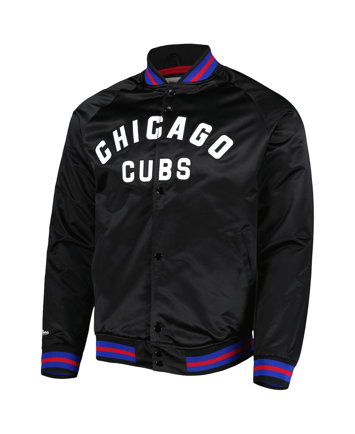 Men's Mitchell & NessChicago Cubs Satin Raglan Full-Snap Varsity Jacket - Black
