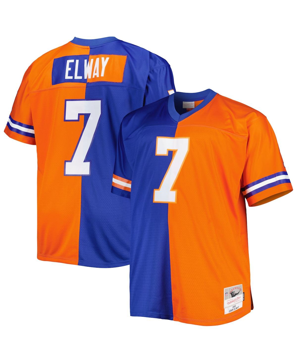 Men's Mitchell & Ness John Elway Orange Denver Broncos Big and Tall Split Legacy Retired Player Replica Jersey - Orange