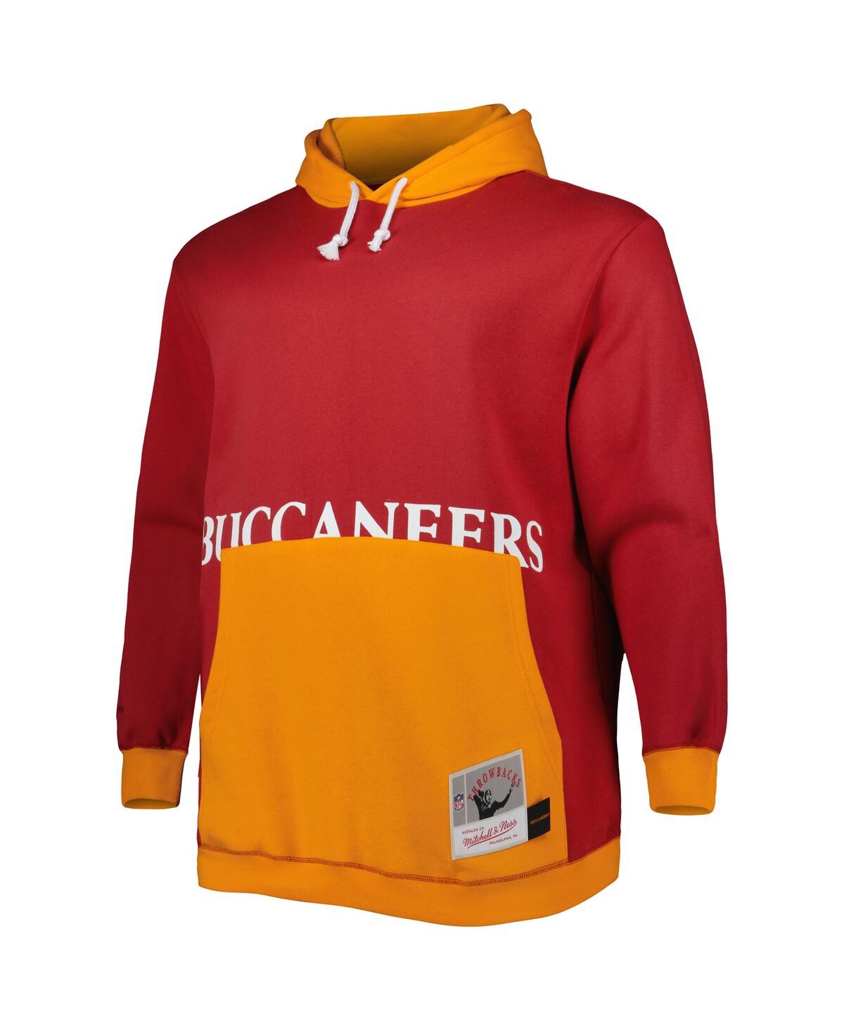 Mitchell & Ness Men's  Red, Orange Tampa Bay Buccaneers Big And Tall Big Face Pullover Hoodie In Red,orange