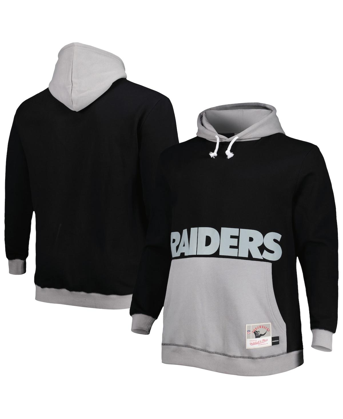 Men's Mitchell & Ness Black, Silver Las Vegas Raiders Big and Tall Big Face Pullover Hoodie - Black, Silver