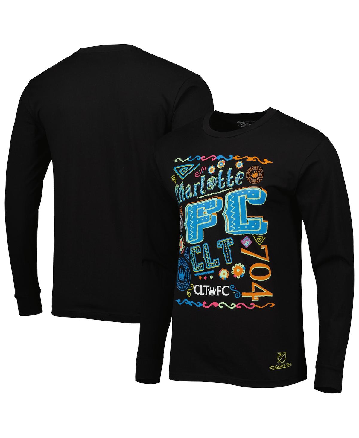Mitchell & Ness Men's  Black Charlotte Fc Papel Picado Long Sleeve T-shirt In Black