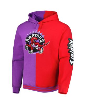 Men's Purple, Red Toronto Raptors Hardwood Classics Split Pullover Hoodie