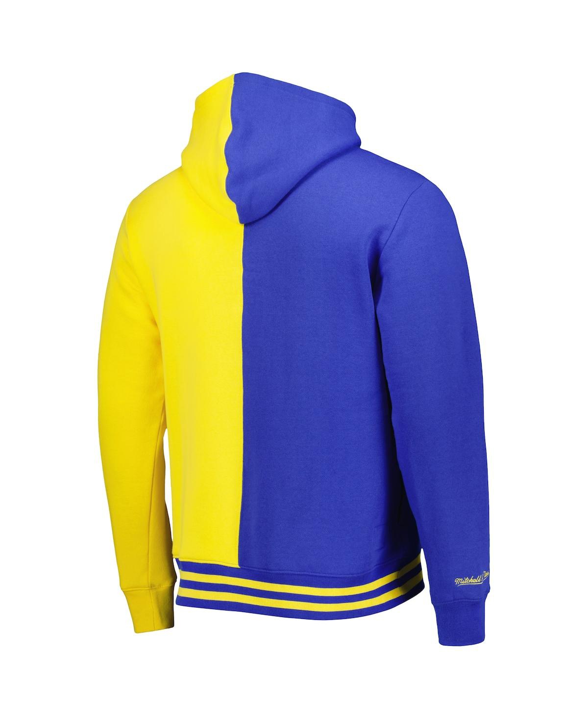 Mitchell & Ness Men's  Royal, Gold Golden State Warriors Hardwood Classics Split Pullover Hoodie In Royal,gold