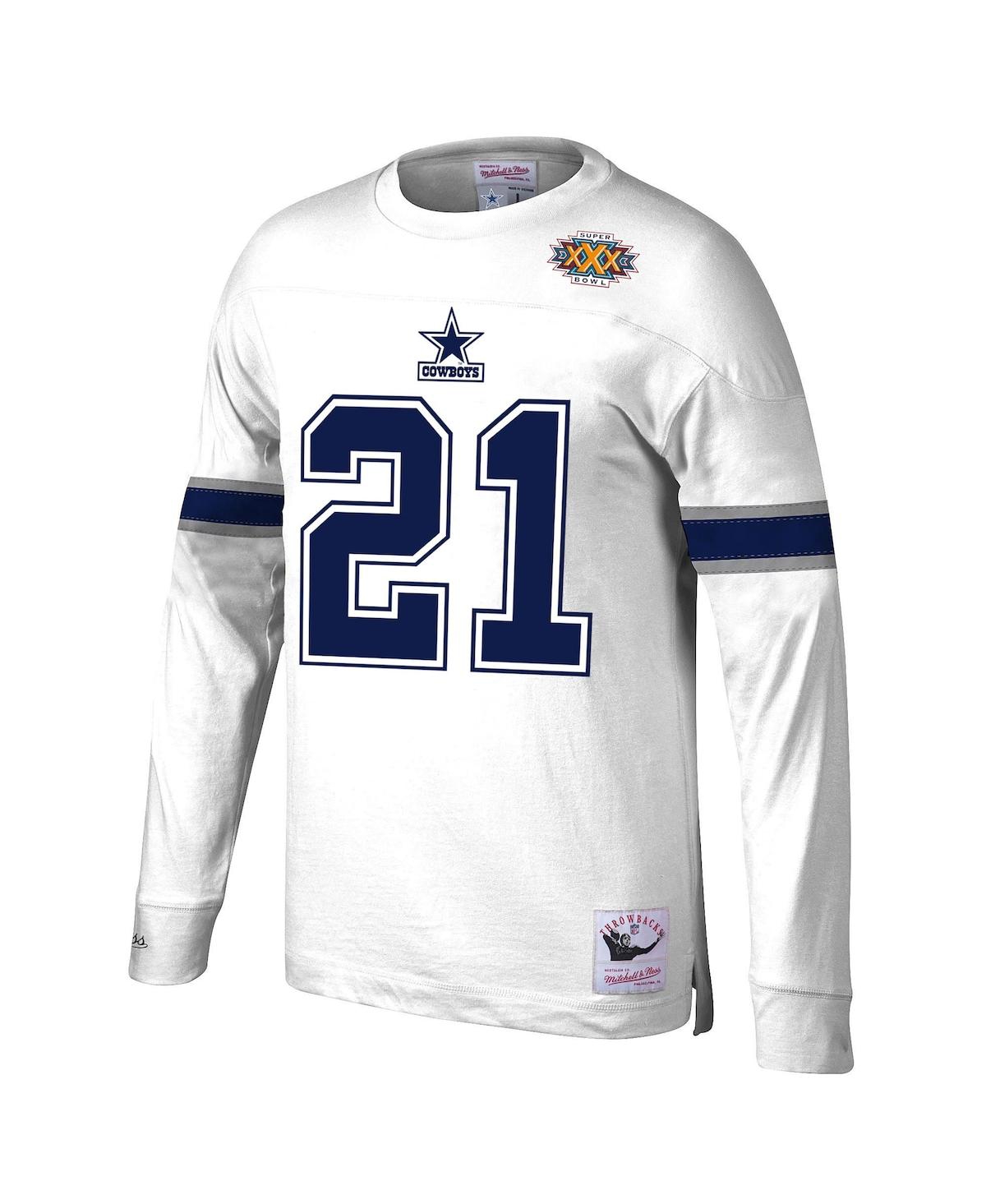 Mitchell & Ness Men's  Deion Sanders White Dallas Cowboys Retired Player Name And Number Long Sleeve In White