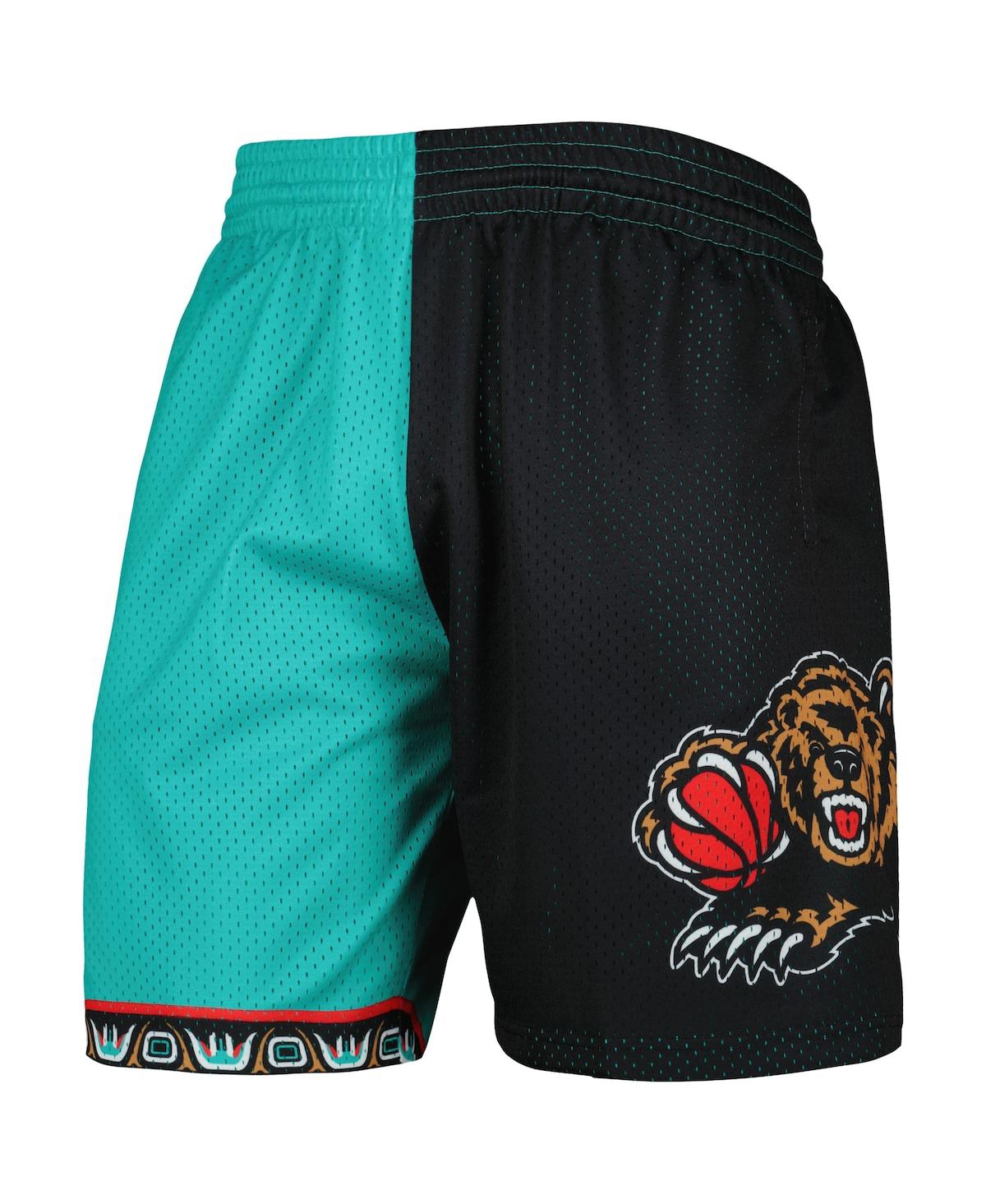 Shop Mitchell & Ness Men's  Turquoise, Black Vancouver Grizzlies Hardwood Classics 1998 Split Swingman Sho In Turquoise,black