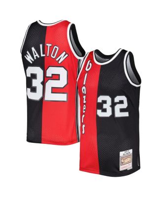Men's Bill Walton Red, Black Portland Trail Blazers Hardwood Classics 1976-77 Split Swingman Jersey