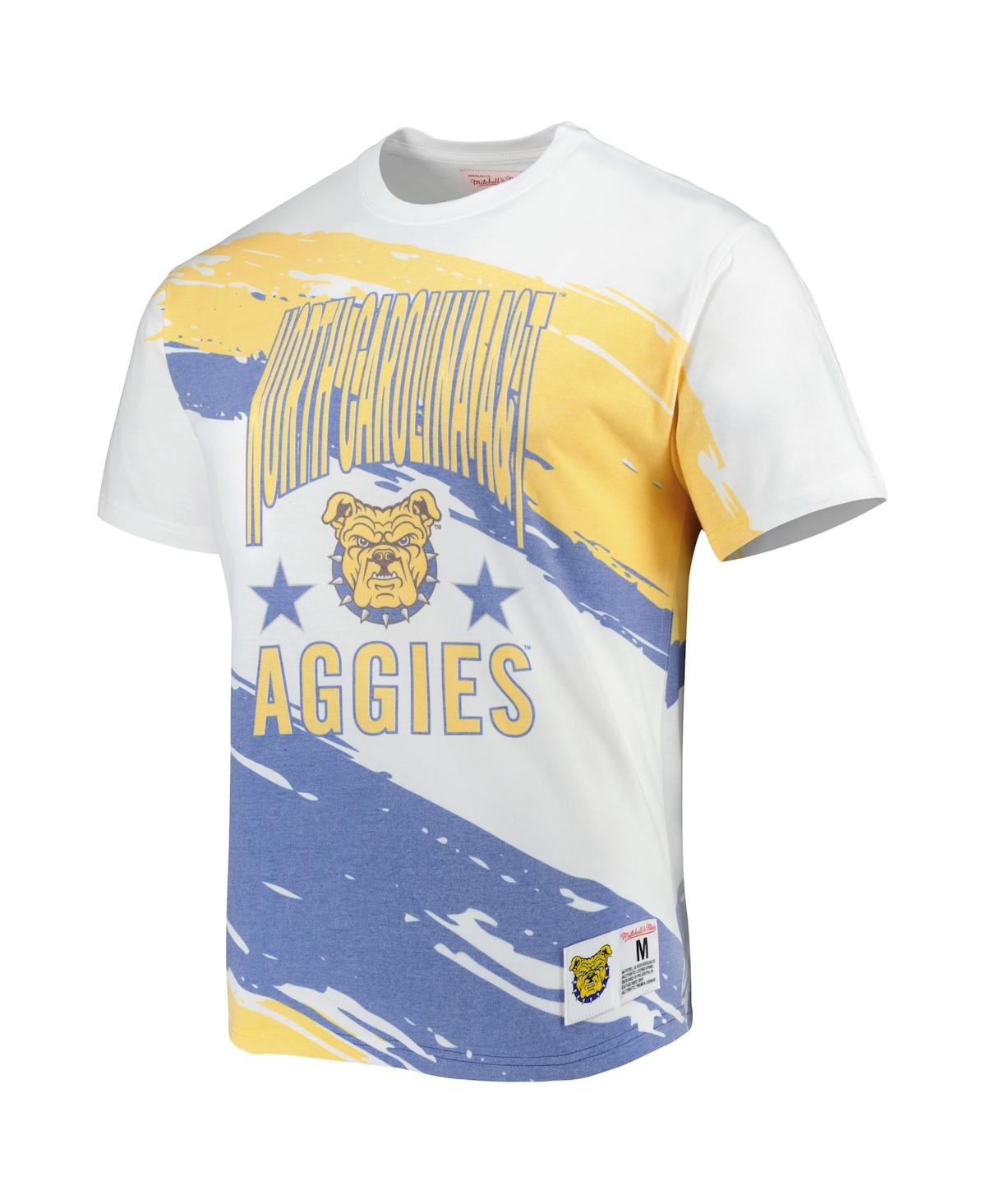 Shop Mitchell & Ness Men's  White North Carolina A&t Aggies Paintbrush Sublimated T-shirt