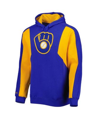 Men's Royal, Gold Milwaukee Brewers Colorblocked Fleece Pullover Hoodie