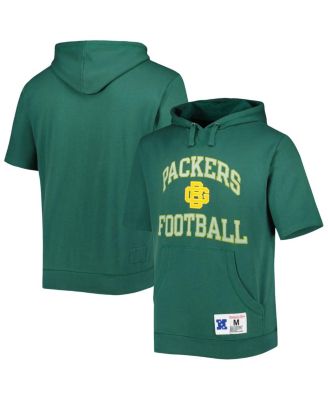 Men's Green Green Bay Packers Washed Short Sleeve Pullover Hoodie