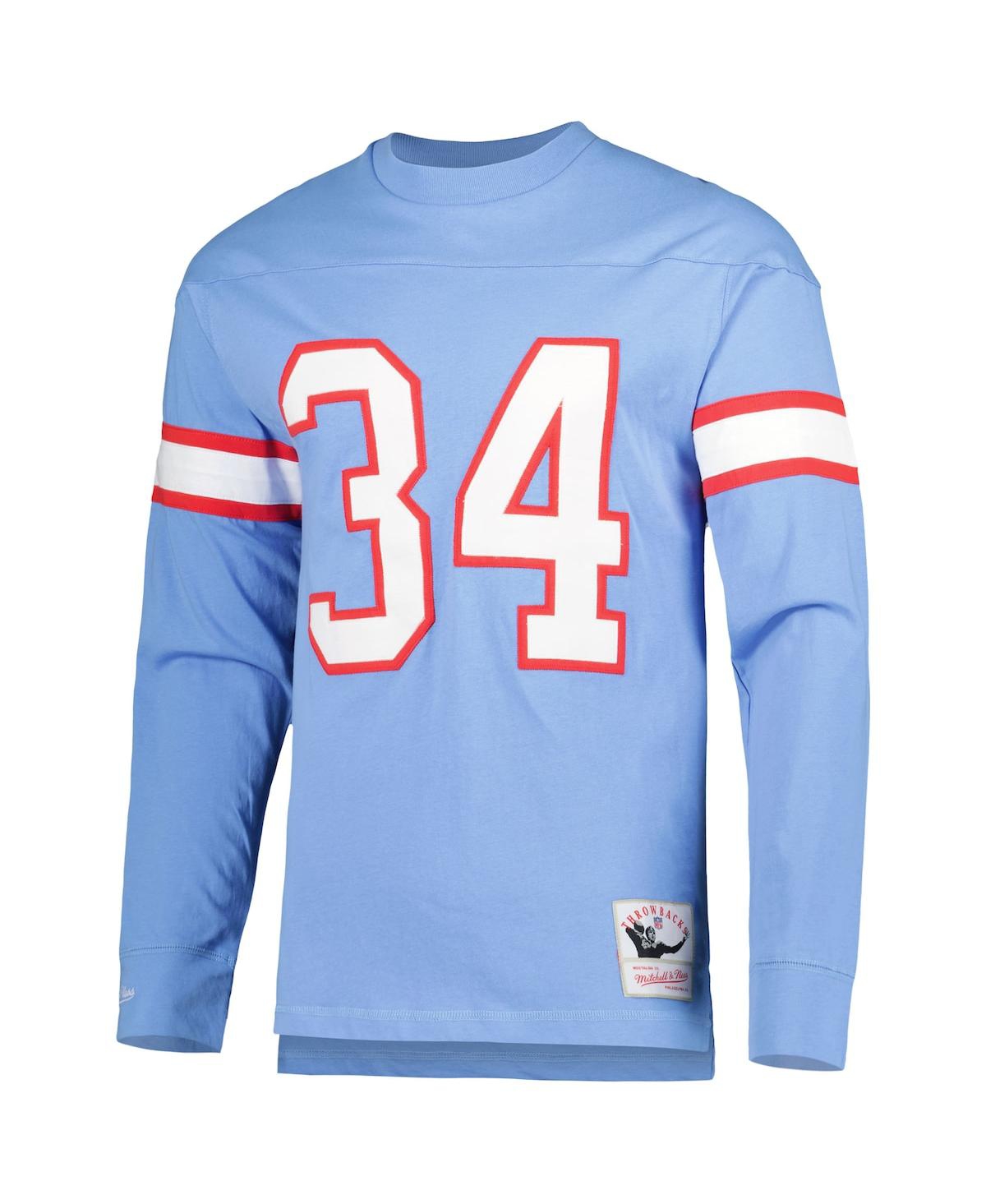 Men's Mitchell & Ness Earl CampbellHouston Oilers 1984 Retired Player Name and Number Long Sleeve T-shirt - Light Blue