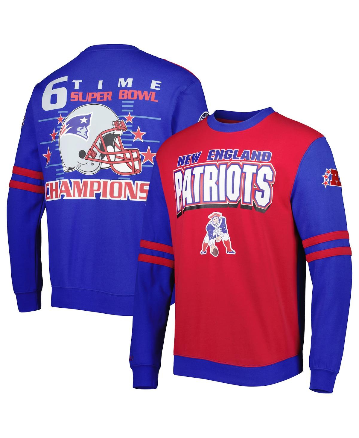 Shop Mitchell & Ness Men's  Red New England Patriots All Over 2.0 Pullover Sweatshirt