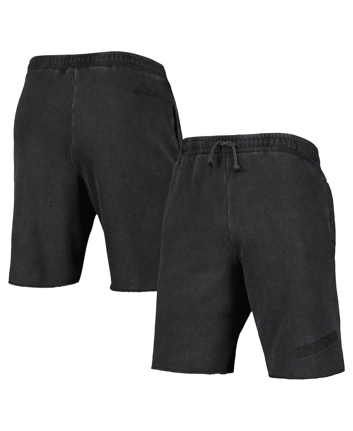 Shop Mitchell & Ness Men's  Black Golden State Warriors French Terry Tonal Fleece Shorts