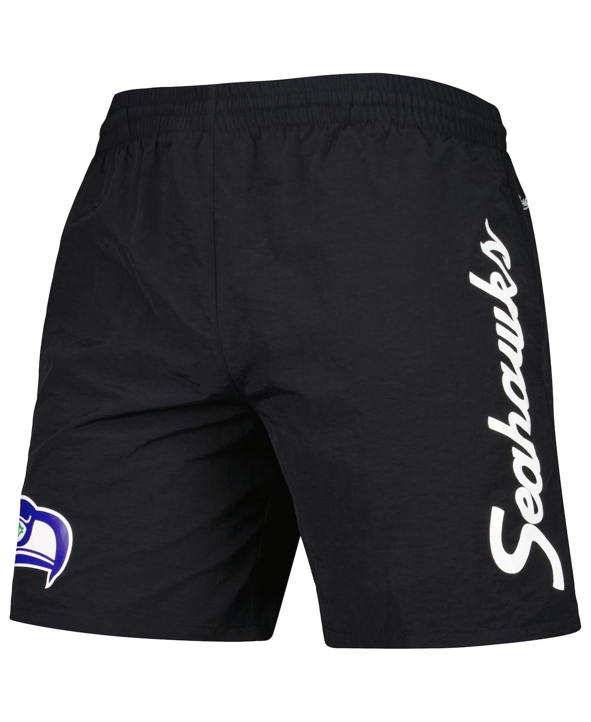 Shop Mitchell & Ness Men's  Black Seattle Seahawks Team Essentials Nylon Shorts