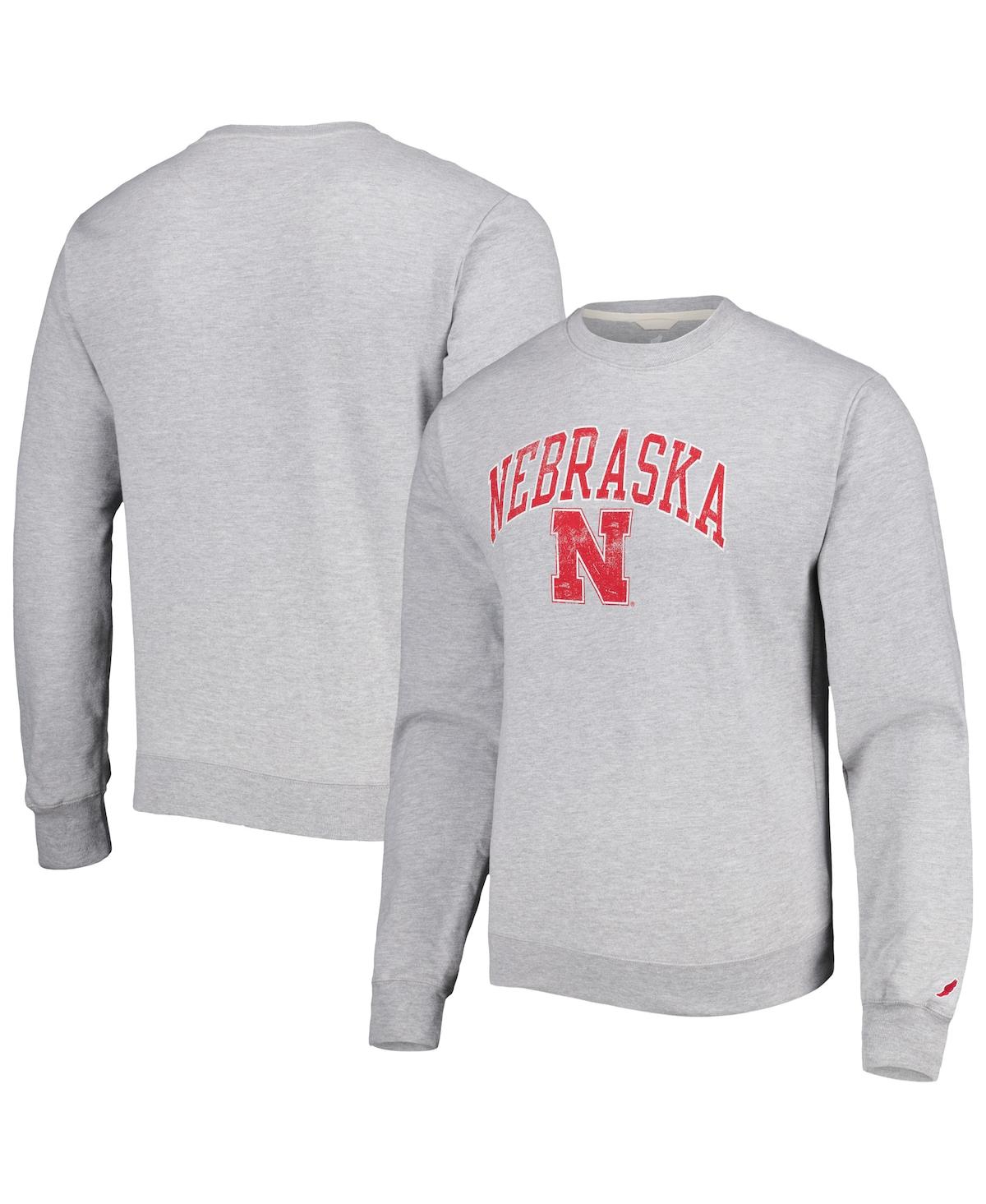 LEAGUE COLLEGIATE WEAR MEN'S LEAGUE COLLEGIATE WEAR GRAY NEBRASKA HUSKERS 1965 ARCH ESSENTIAL PULLOVER SWEATSHIRT 