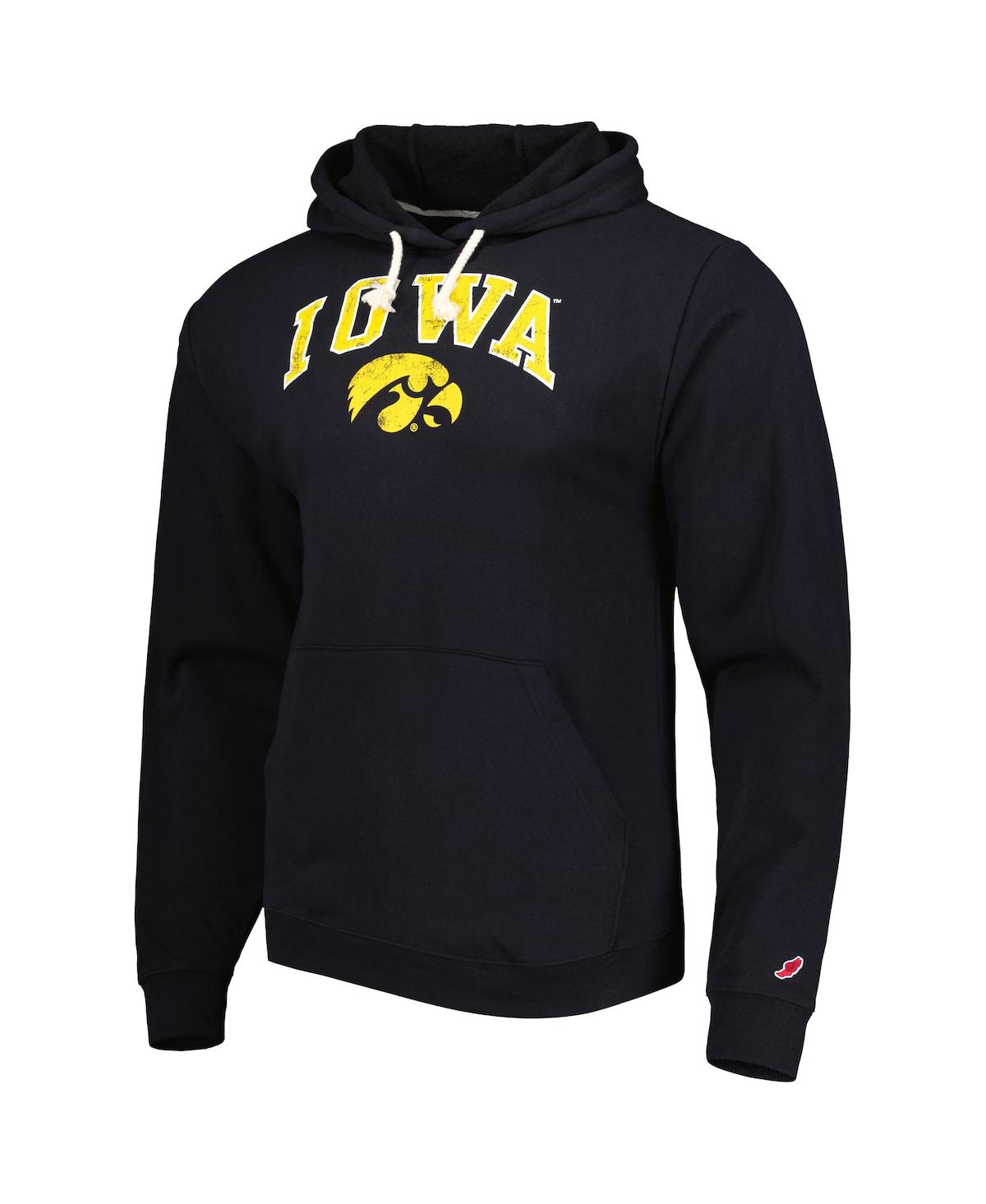 Shop League Collegiate Wear Men's  Black Iowa Hawkeyes Arch Essential Fleece Pullover Hoodie