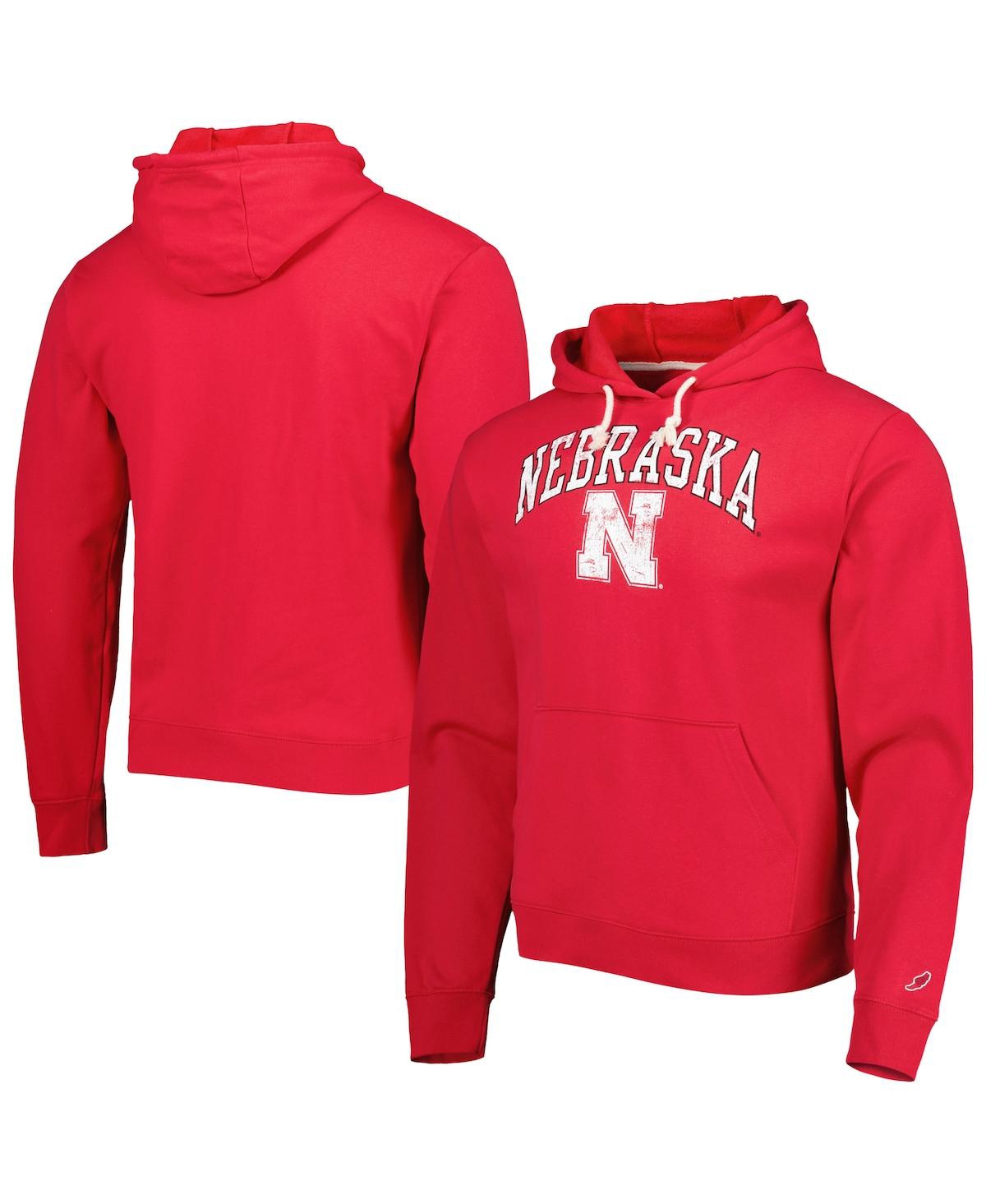 Shop League Collegiate Wear Men's  Scarlet Nebraska Huskers Arch Essential Fleece Pullover Hoodie