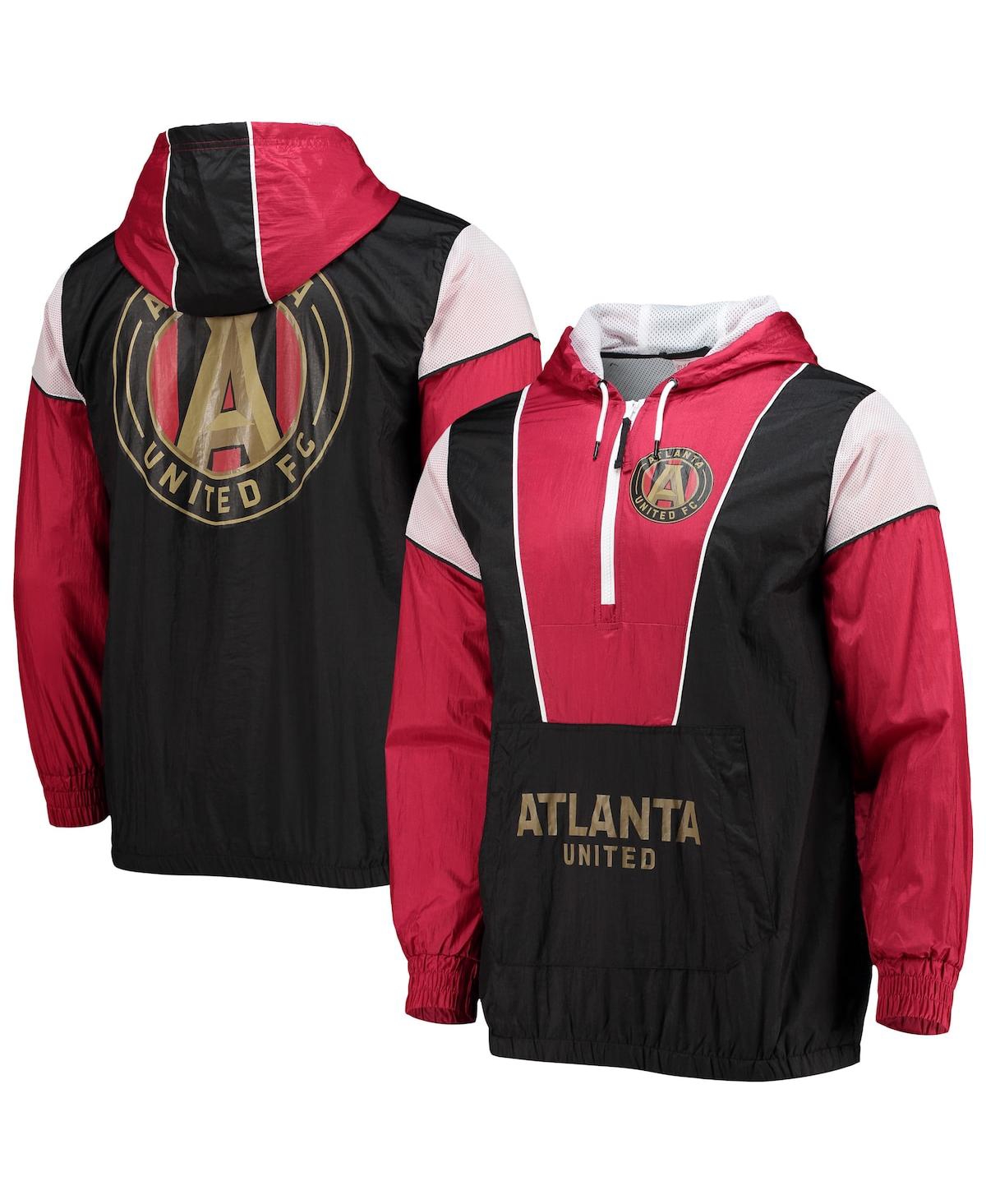 Men's Mitchell & Ness Black Atlanta United Fc Highlight Reel Half-Zip Hoodie Windbreaker Jacket - Black