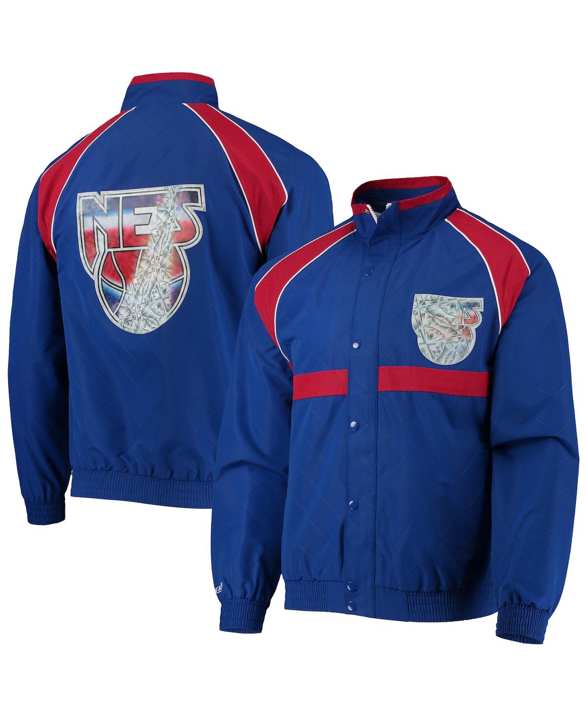 Mitchell & Ness New Jersey Nets Blue  Hardwood Classics 75th Anniversary Authentic Warmup Raglan Full In Blue
