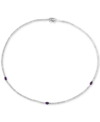 Amethyst (1-1/4 ct. t.w.) & Diamond (1-1/2 ct. t.w.) 18" Tennis Bracelet in Sterling Silver (Also in Blue Topaz, Garnet, & Citrine)