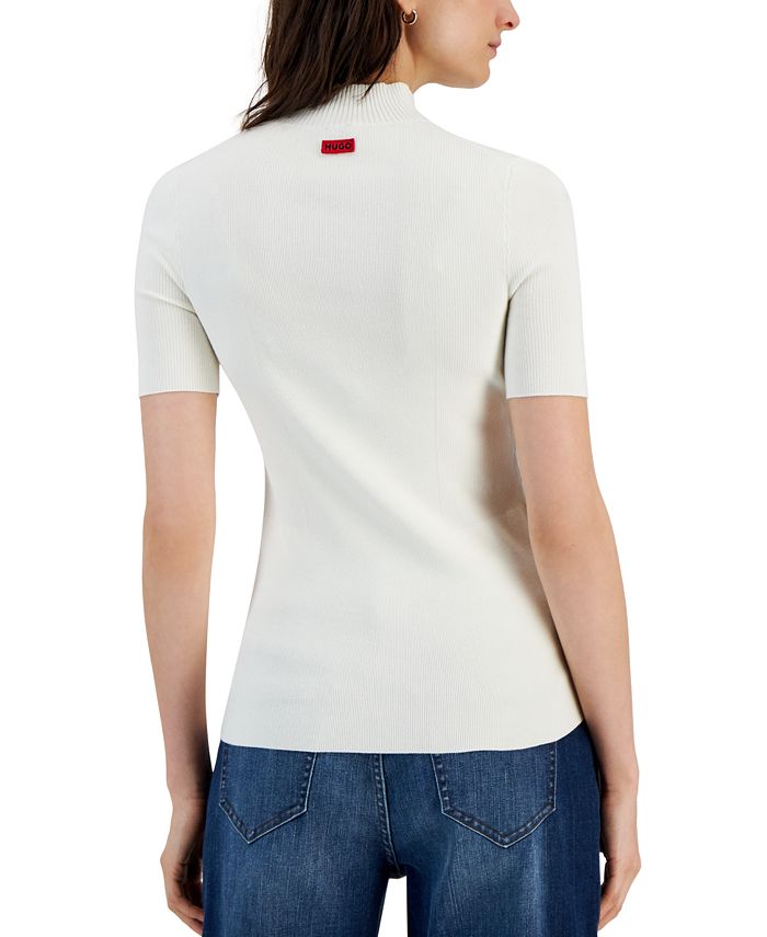 HUGO Women's Solid Short Sleeve Turtleneck Sweater - Macy's