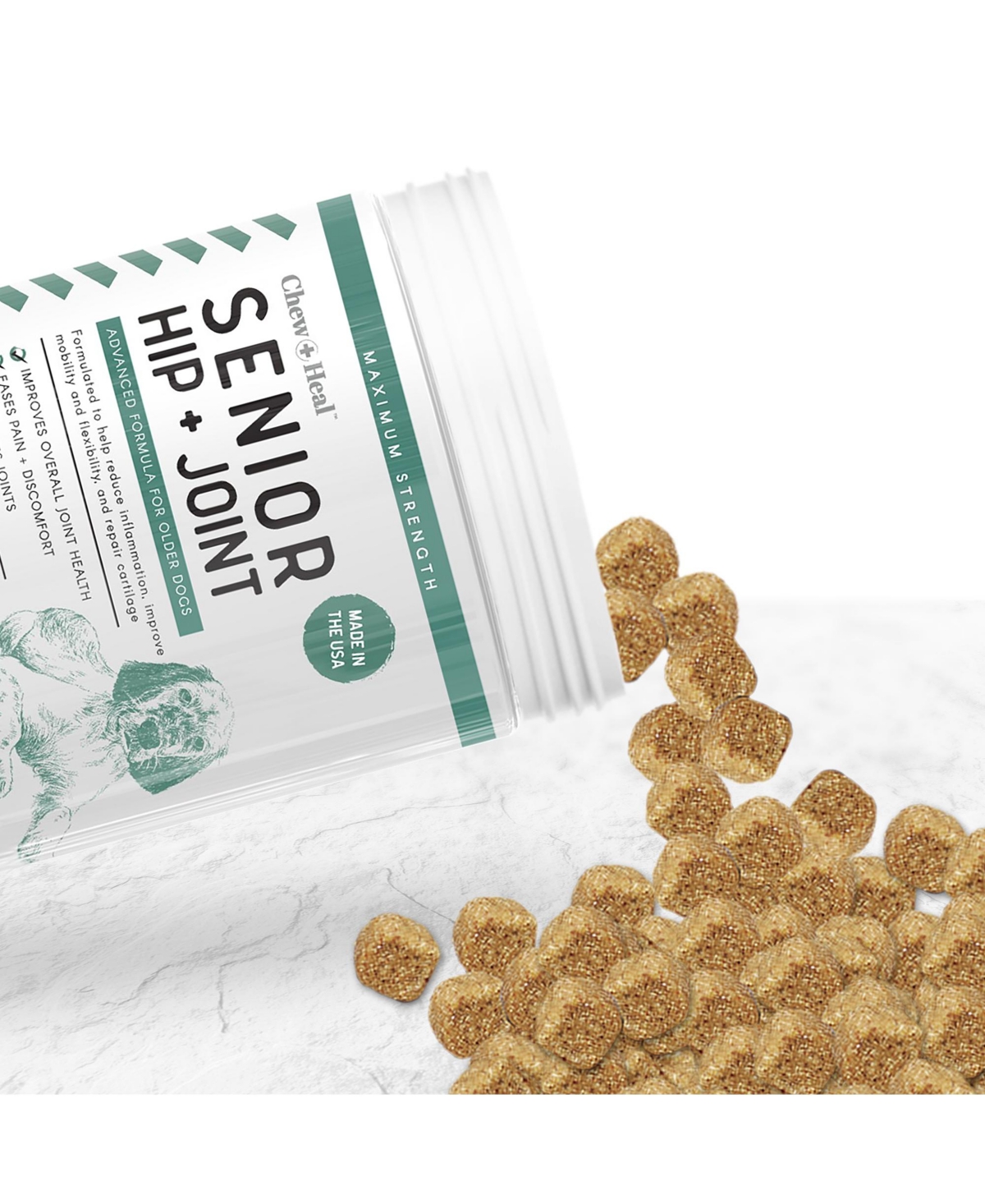 Chew + Heal Senior Hip & Joint Support Supplement for Dogs - Delicious Chews