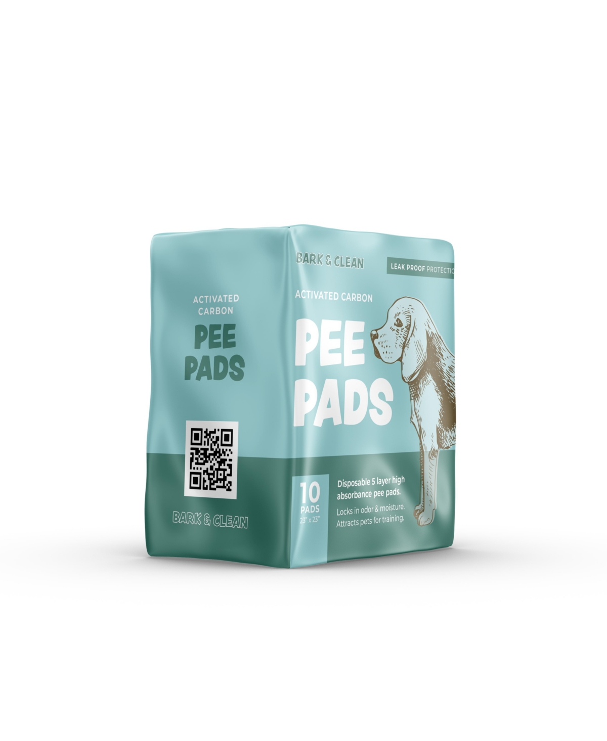 Traveler's Dog and Puppy Pee Pads, Leak-Proof Design, Heavy Duty Absorbency, 23" x 23", 10 Count - Charcoal